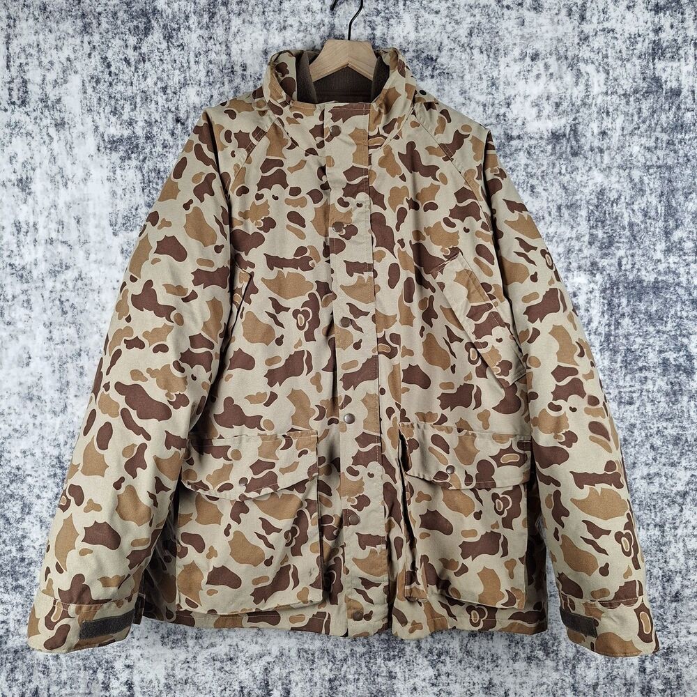 VTG Orvis Waterfowler GoreTex Camouflage Duck Camo Goose Down Hunting Jacket 2XL
